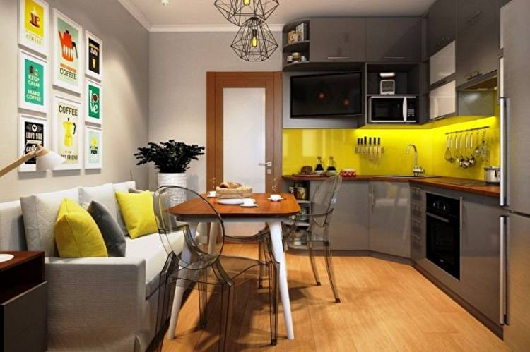 Интерьер квадратной кухни с диваном: 77+ идей дизайна