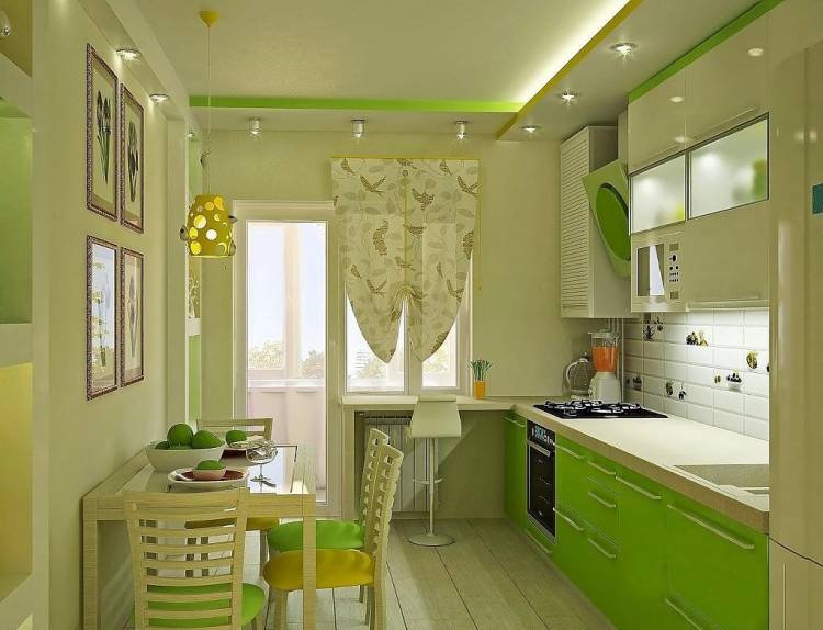 Светло зеленая кухня
