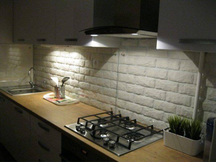 Кухонный фартук из декоративного кирпича: 54+ идей дизайна