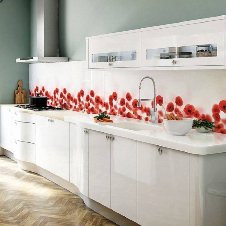 Маки Стеновая панель кухни фартук ПВХ декор