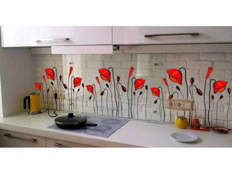Фартук для кухни из стекла с рисунком в МАКО декор