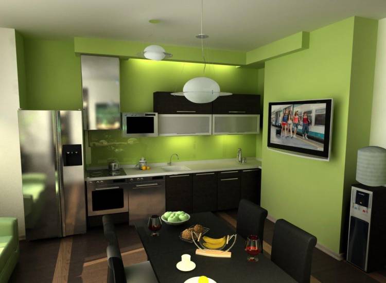 Зеленая кухня в интерьере квартиры