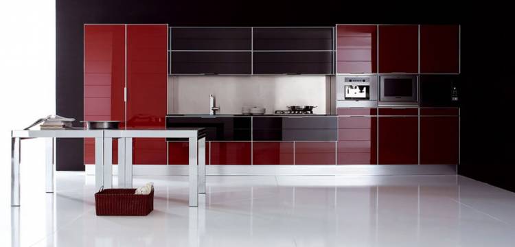 мебельные фасады для кухни из пластика в алюминиевом профил