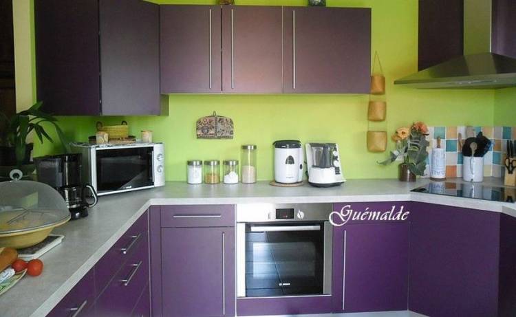 Фиолетово-оливковая кухня