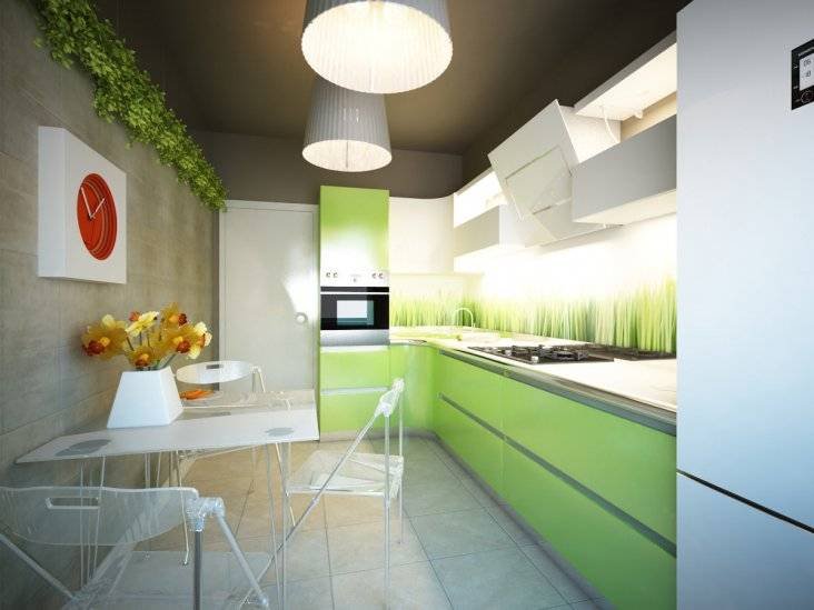 Дизайн кухни зеленого цвет