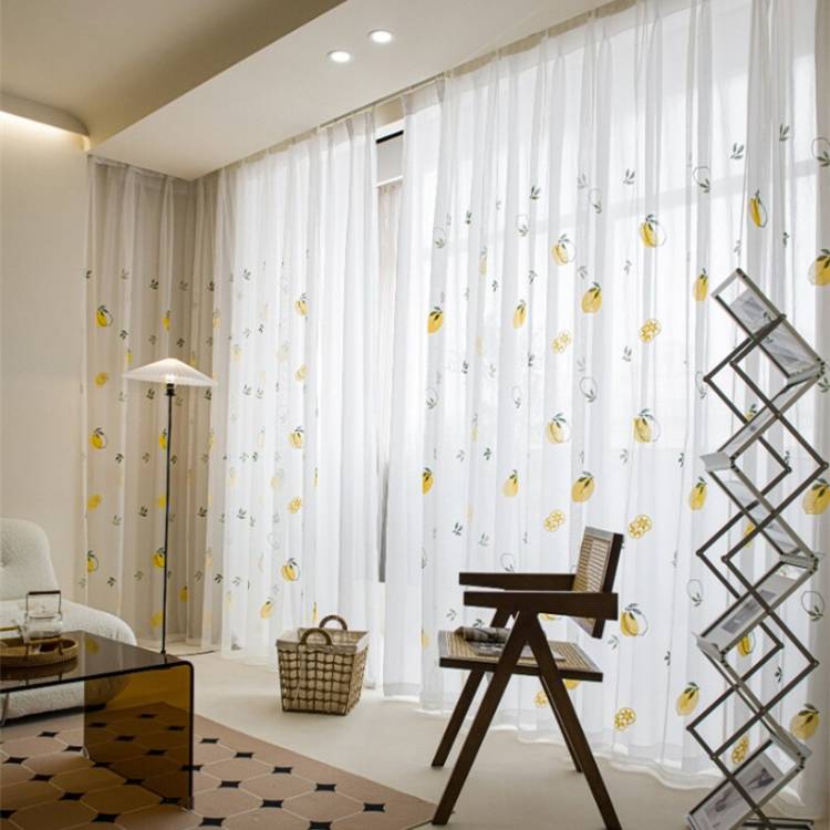 Тюлевые шторы с фруктами и вышивкой лимона, для спальни, кухни, балкона, занавески для гостиной, занавески из вуали, цветочные драпировки