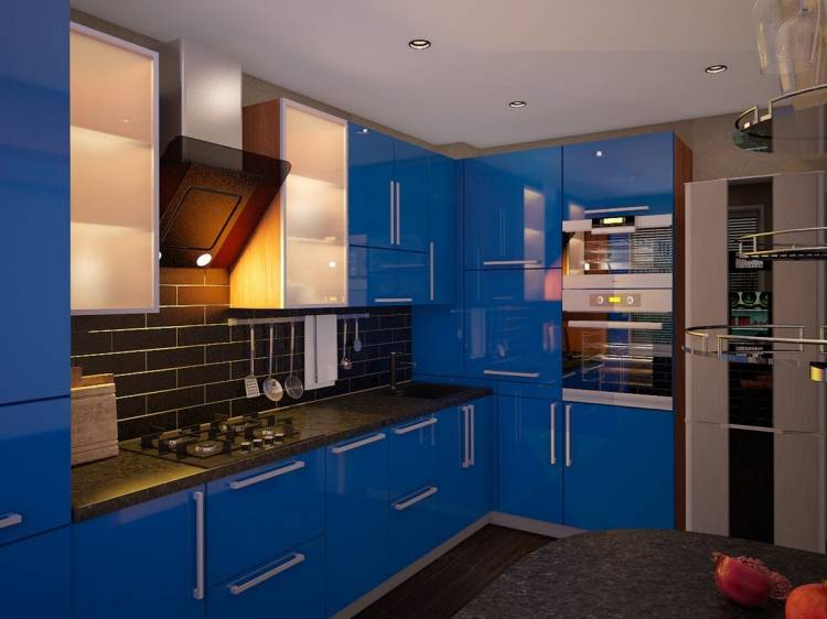 Синяя кухня в интерьер