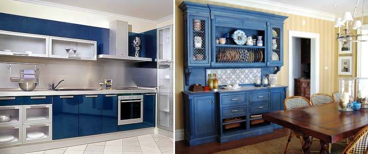 Кухня синего цвета, интерьер, фото, дизайн, сочетания