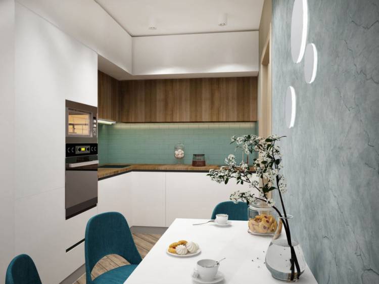 Кухня гостиная белая с деревом: 80+ идей дизайна