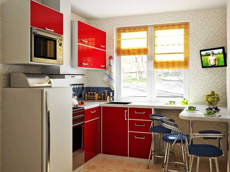 Планировка угловой кухни с окном: 93+ идей дизайна