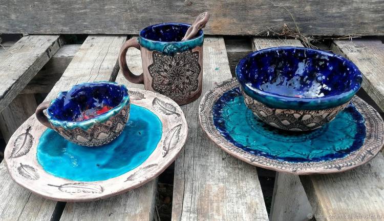 Набор необычной посуды ручной работы для кофе чая столовый в интернет-магазине Ярмарка Мастеров