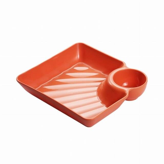 Большая квадратная деталь с пространством для уксуса, полипропиленовая необычная разделенная тарелка для соуса, разделительная посуда, тарелки