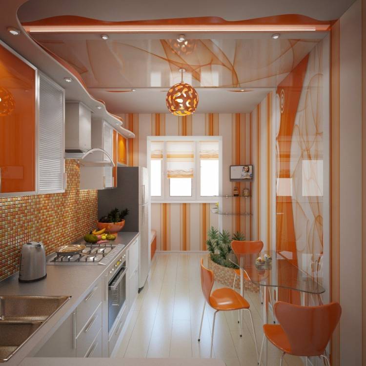 Дизайн потолка маленькой кухни