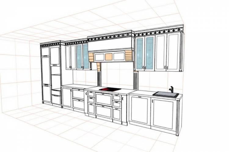 Разработка чертежа и схемы кухонных шкафов с размерами
