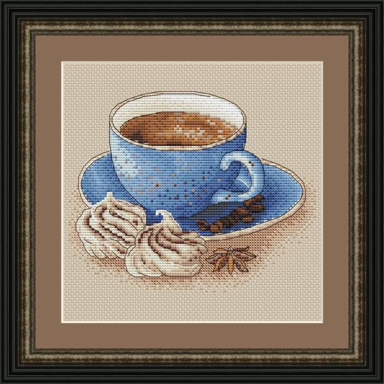 Чашка кофе, схема для вышивки, арт