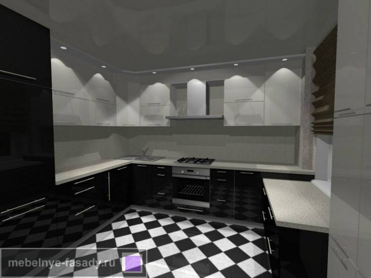 Черно-белая кухня, стиль и дизай