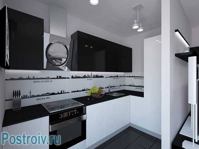 Дизайн кухни в черно-белом цвет
