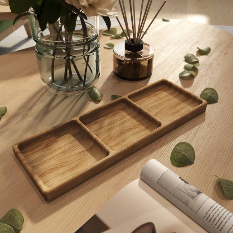 Поднос деревянный декоративный на кухню, деревянная посуда для кухни