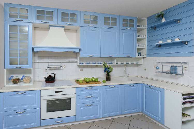 Кухня угловая голубая Мария