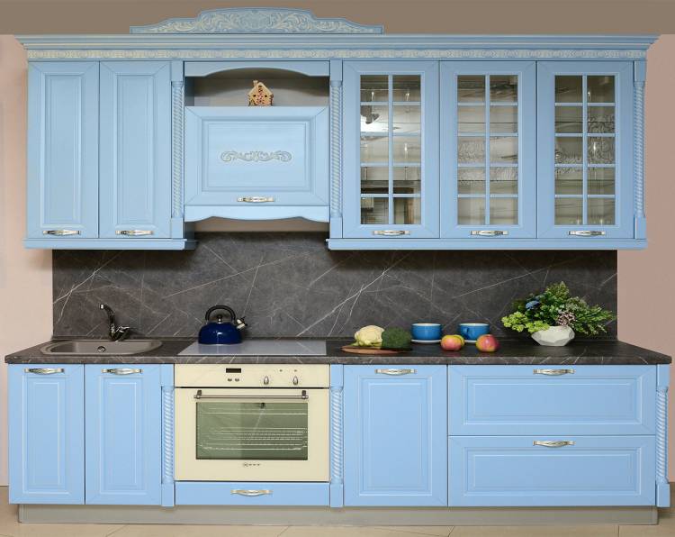 Кухня прямая голубая Мария