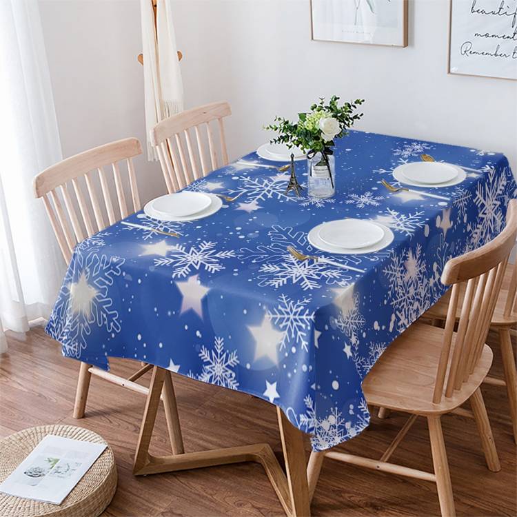 Рождественский снежинка синий фон свадебная скатерть водонепроницаемый маслостойкий обеденный стол Обложка кухня дом