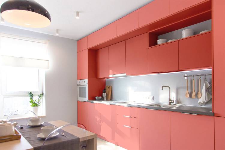 Кухня кораллового цвета: 77+ идей стильного дизайна