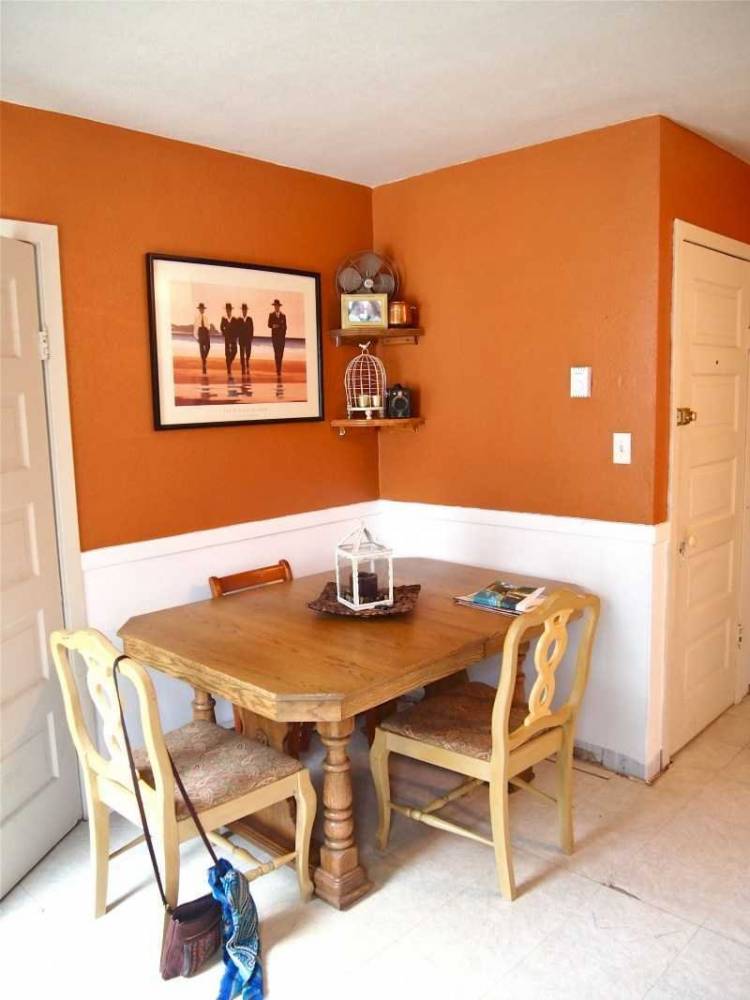Оранжевый цвет стен на кух