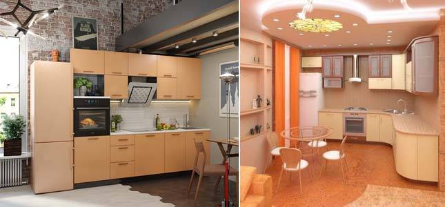 Кухня персикового цвета, интерьер, фото, сочетания