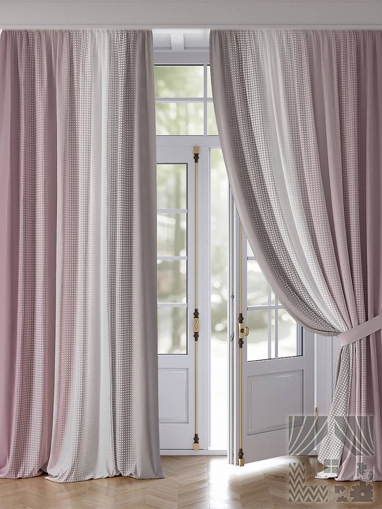 комплект штор «Берни (Пыльно-розовый)» розовый, малиновый, фиолетовый