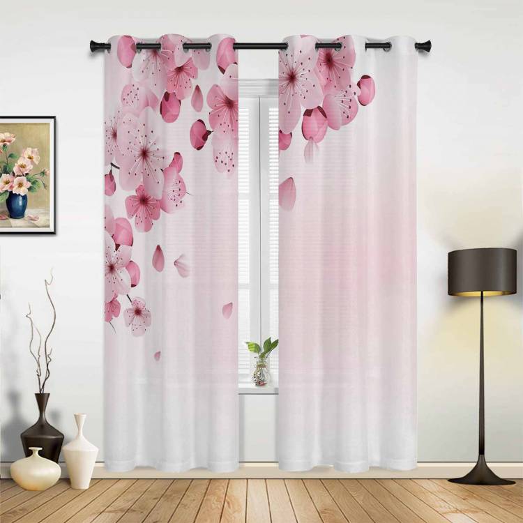 Весенние розовые шторы с лепестками цветущей вишни для гостиной, домашние шторы, шторы для кухни, спальни, комнатные занавески
