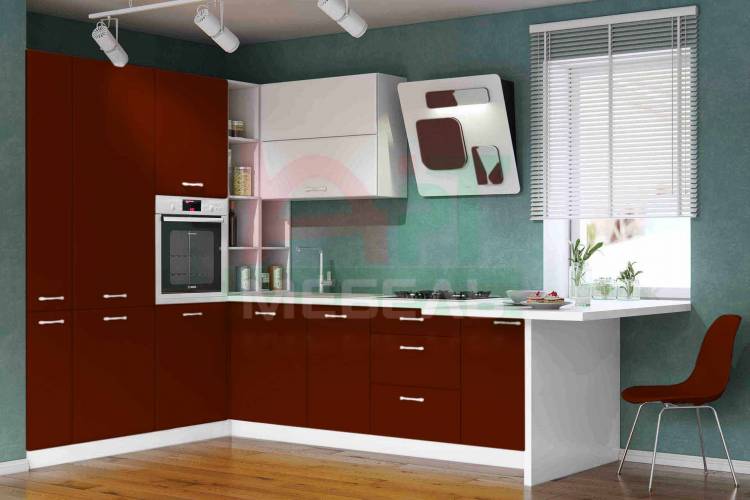 кухонный гарнитур бордового цвета для маленькой кухни в Петрозаводск