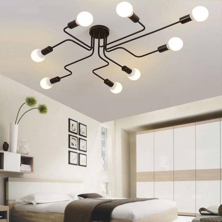 Современный светодиодный потолочный светильник Промышленная люстра для гостиной Спальня Кухня Лофт Дом Nordic Винтажные светильники E