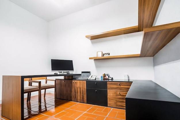 Современный дизайнерский стол для офиса, бизнеса и творчества деревянный стол черного цвета с ящиками для хранения