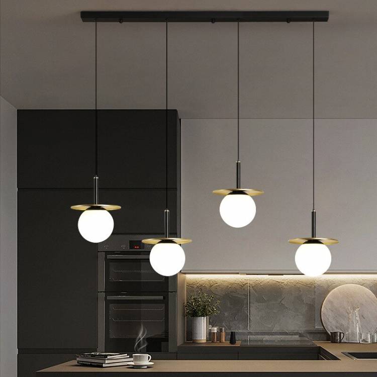 Nordic подвесной светильник для кухни, столовой, современный стеклянный шар, черная светодиодная люстра, простой Потолочный подвесной светильник, лампа E