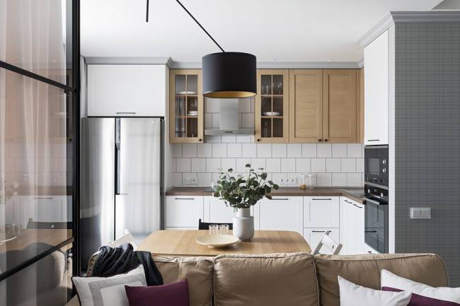 Интерьер кухни в однокомнатной квартире: 120 фото дизайна