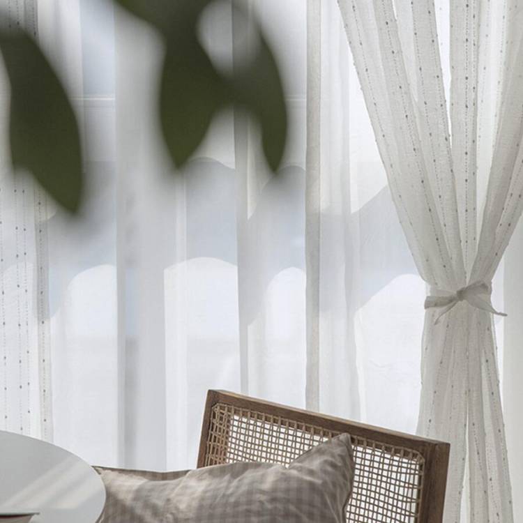 Белая прозрачная занавеска в горошек, для гостиной, полосатый Фатин, занавеска для кухни, балкона, льняная вуаль, прозрачная ткань, драпировка, современные шторы