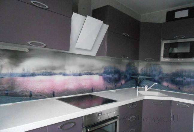 Фото скинали для кухни и фартуков из стекла на серой кух