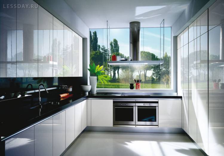 Черно-белая кухня на фото, дизайн интерьера кухни черно-белого цвет