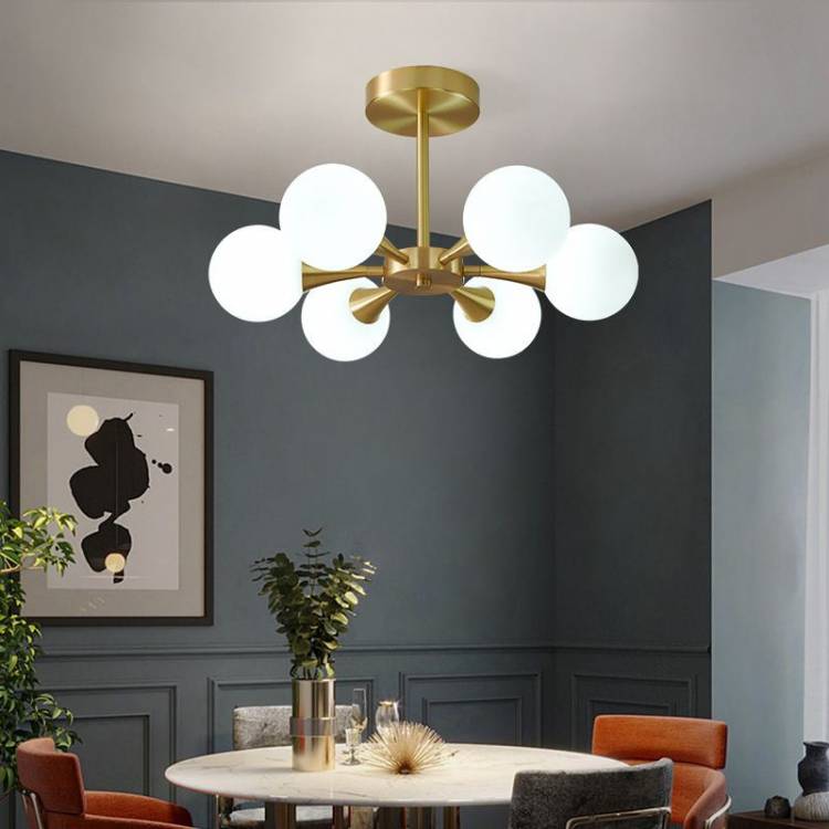 Светодиодная люстра в скандинавском стиле для кухни, спальни, столовой, современный медный стеклянный шар, потолочный подвесной светильник, освещение для дом