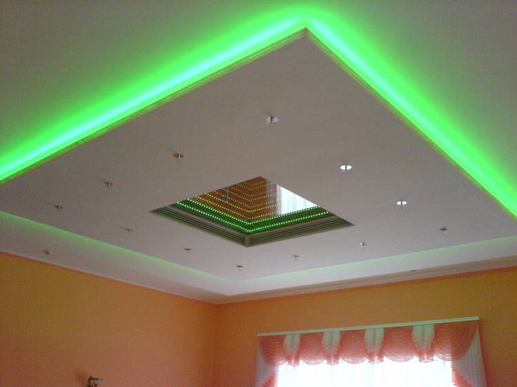 Короб из гипсокартона с подсветкой на потолке своими руками
