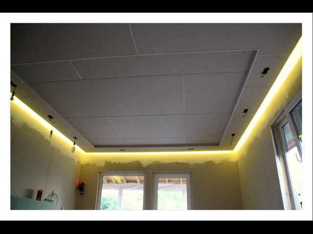 Парящий потолок из гипсокартона с подсветкой Мастер класс Монтаж подвесного потол