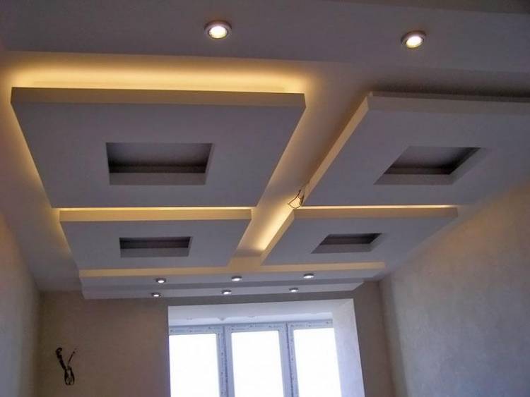 Парящий потолок из гипсокартона с подсветкой
