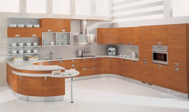 Гарнитур для кухни угловой с барной стойкой Aster Cucine, Domina, Ciliegio