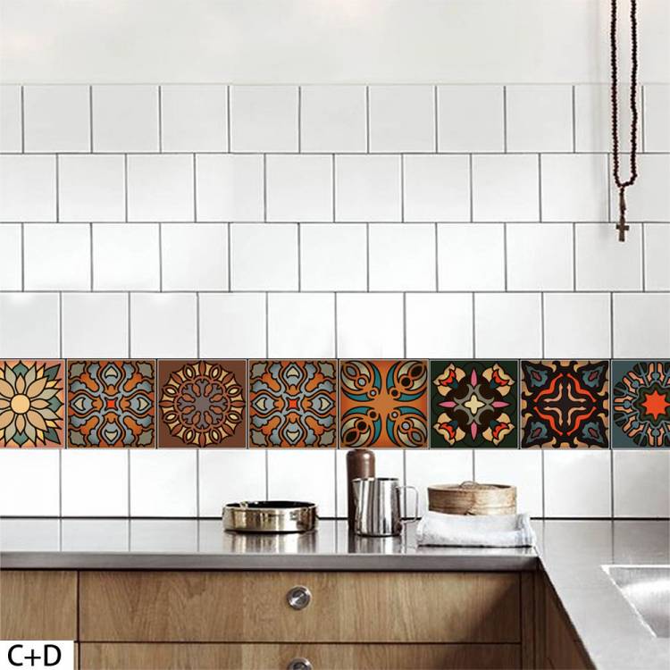 Винтажные декоративные наклейки в марокканском стиле ретро для плитки, настенные наклейки для гостиной, спальни, кухни, ванной, водонепроницаемые настенные наклейки