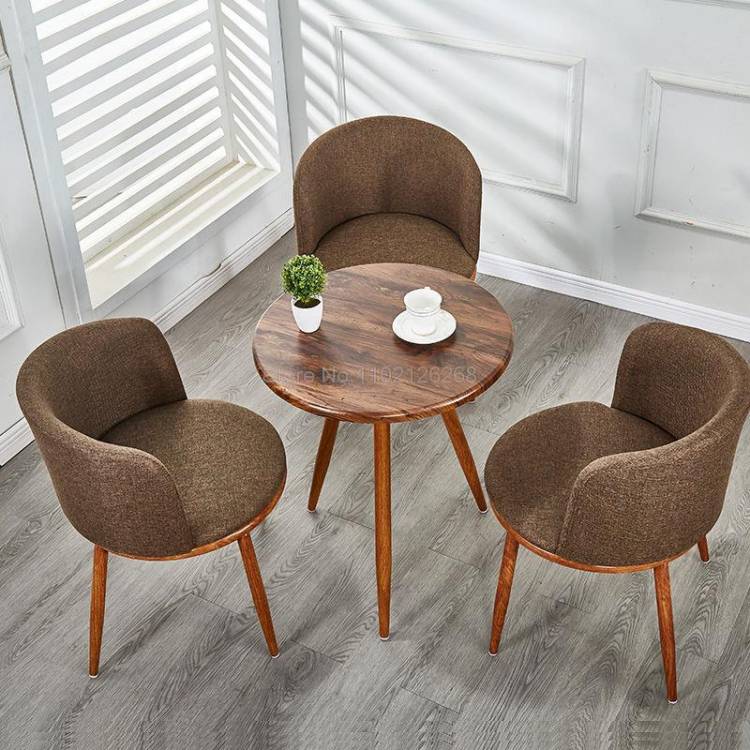 Стулья для столовой в скандинавском стиле, обеденный стол с стульями, набор мебели из хлопка и льна, твердая древесина для отелей и кухни