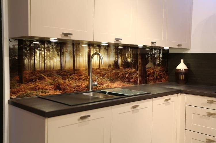 Стеклянный фартук для кухни однотонный: 102 фото дизайна