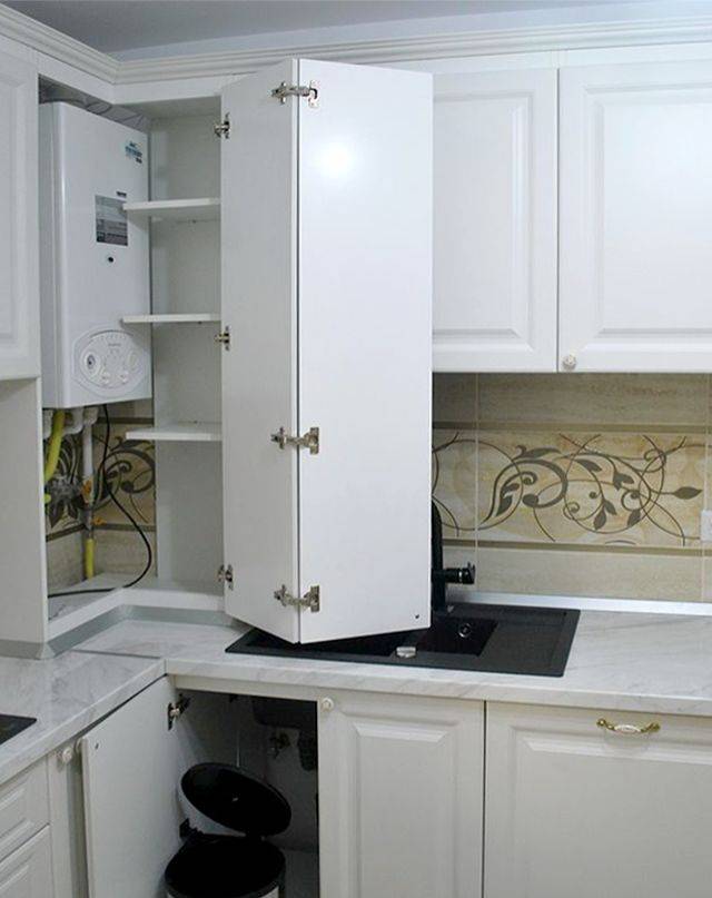 Как спрятать газовый котел на кухне с фото примерами