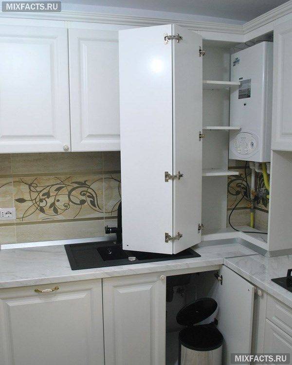 Газовый котел в шкафу на кухне: 74+ идей дизайна