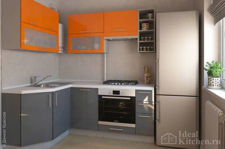 Дизайн оранжевой кухни