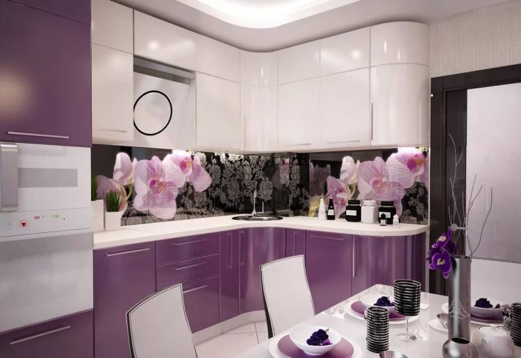 Дизайн кухни в фиолетовых тонах